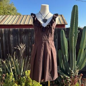 Anthropologie Moulinette Soeurs Brown Ruffle Mini Dress